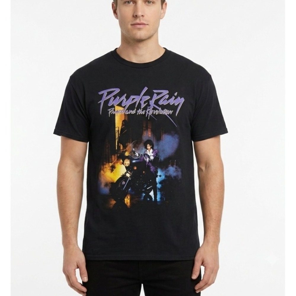 Prince Purple Rain Graphic T-Shirt Mens XL Black 80s Music Movie Retro Tee 1984